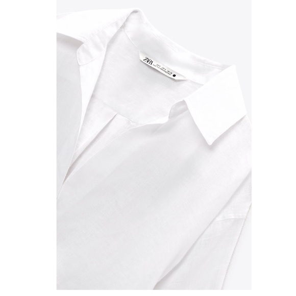 NWT ZARA | ASYMMETRIC HEM LINEN SHIRT - Picture 6 of 8